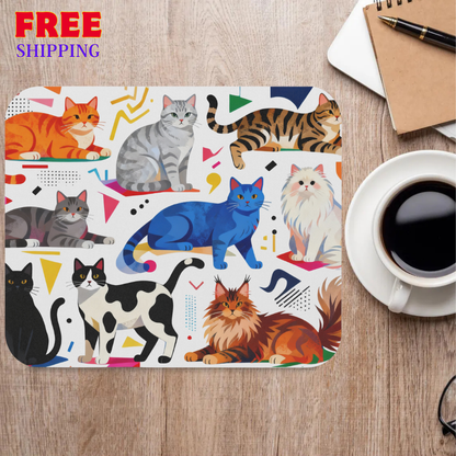 Colorful Cat Squad Mouse Pad