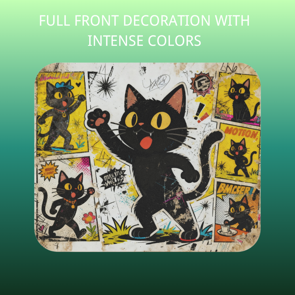 Comic Cat Hero Mouse Pad