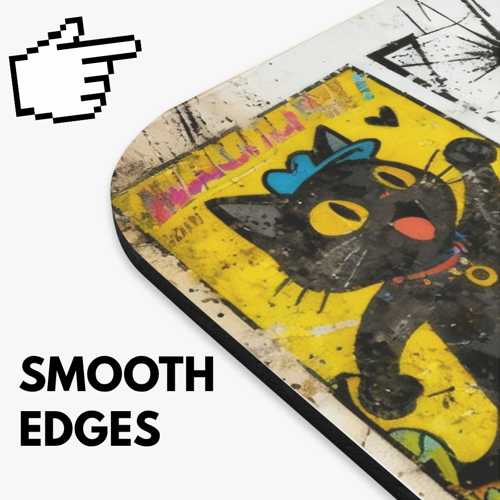 Comic Cat Hero Mouse Pad