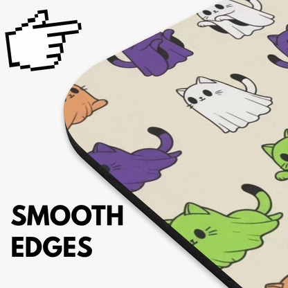 Playful Cat Ghosts Mouse Pad