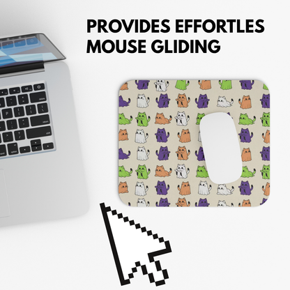 Playful Cat Ghosts Mouse Pad
