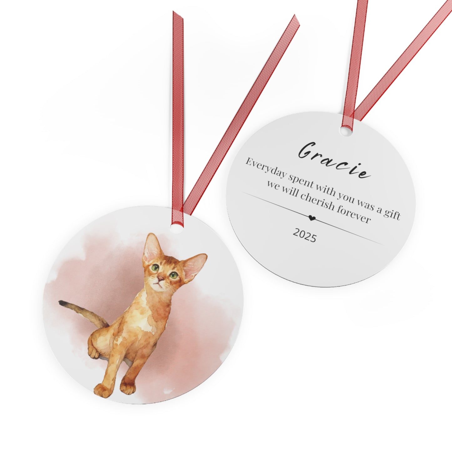 Custom Watercolor Cat Memorial  Ornament