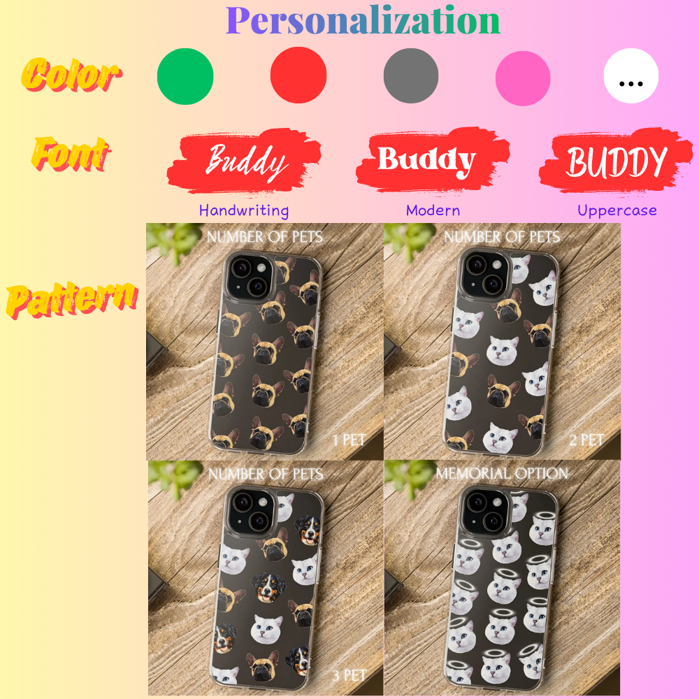 Custom Dog Cat Face Clear Phone Case