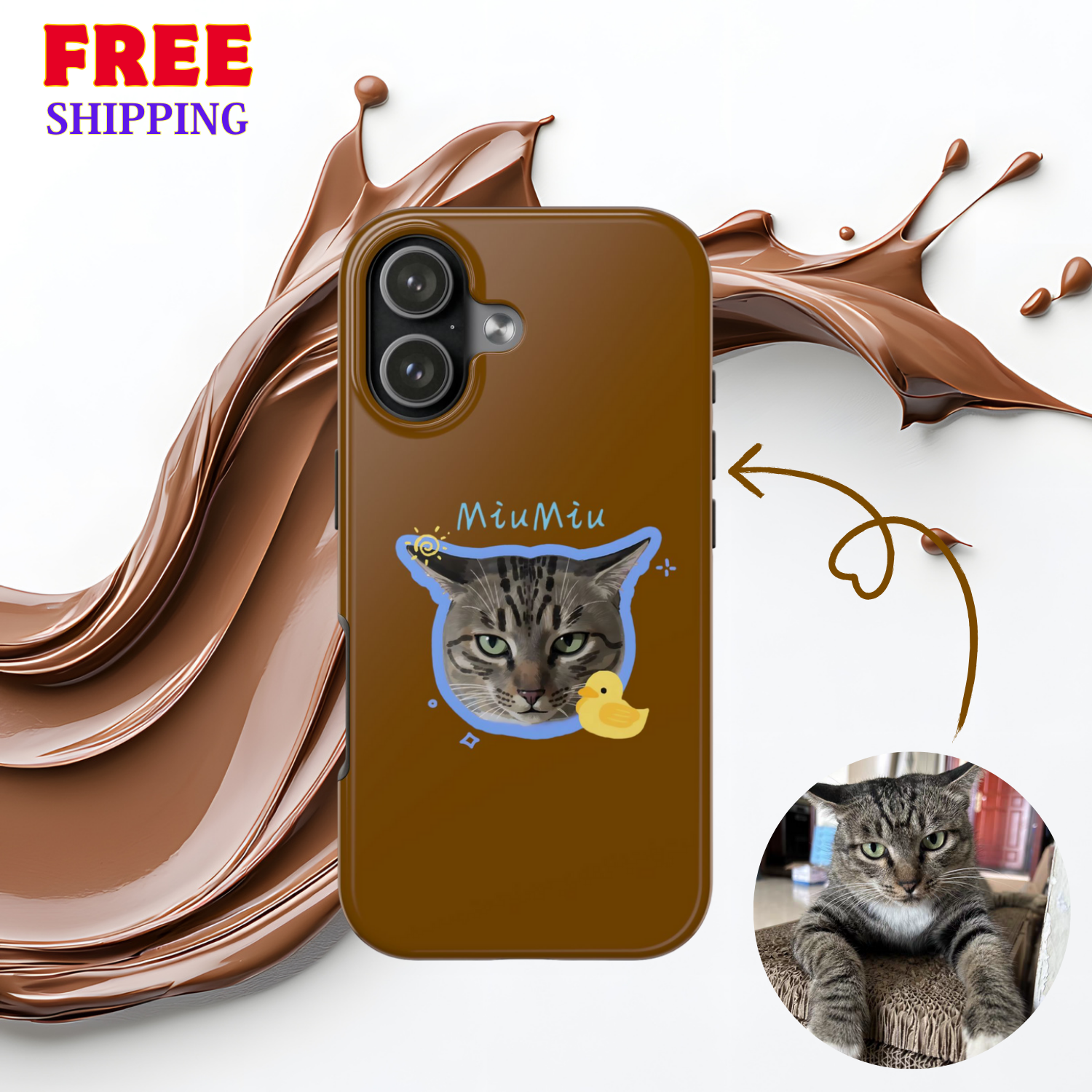 Custom Watercolor Cat Avatar Case