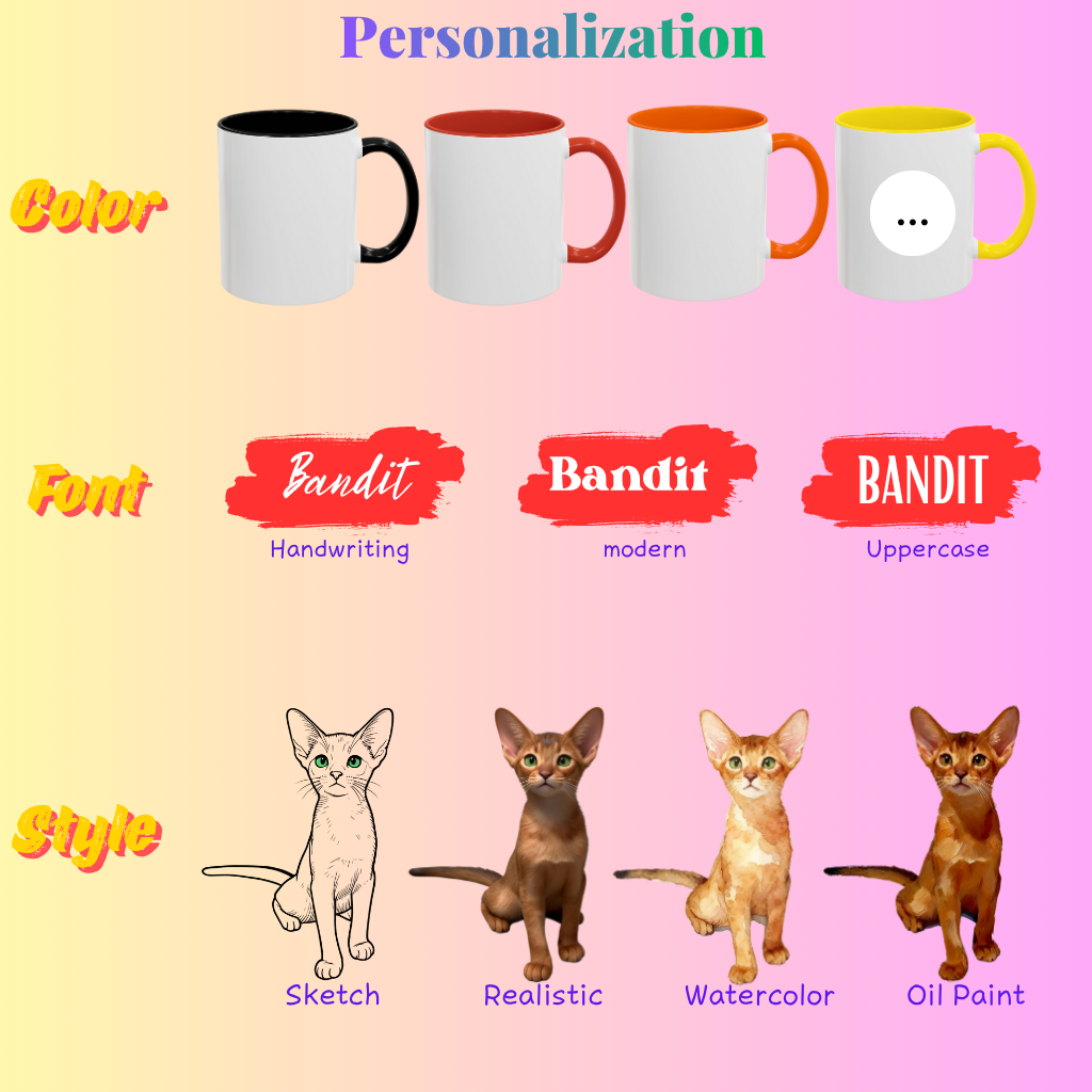 Minimalist Personalized Cat Mug