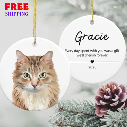 Custom Watercolor Cat Memorial  Ornament