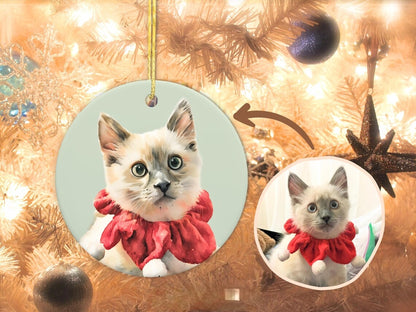 Custom Watercolor Cat Memorial  Ornament